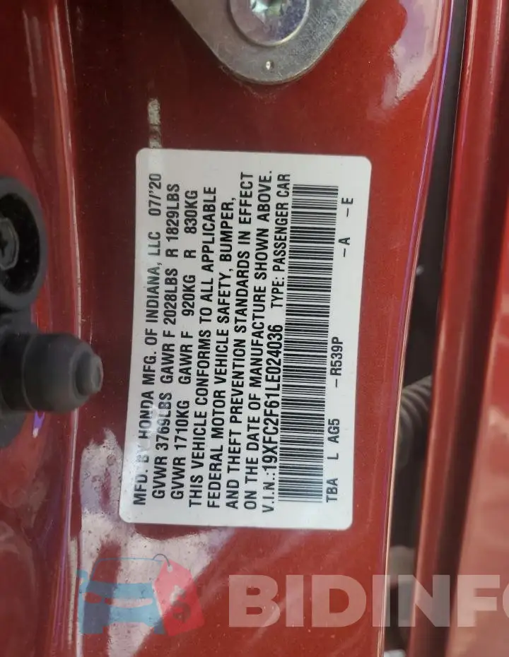 19XFC2F61LE024036 Photo# 12