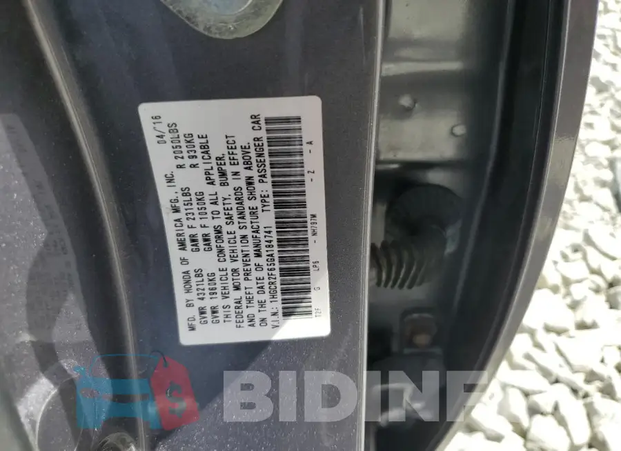 1HGCR2F65GA184741 Photo# 12