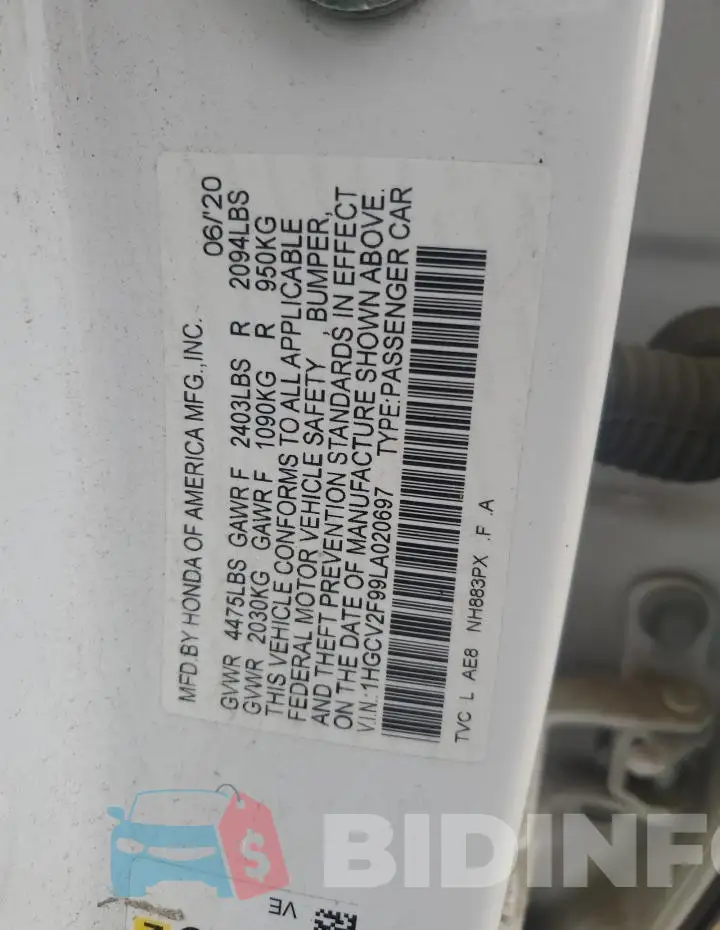 1HGCV2F99LA020697 Photo# 12