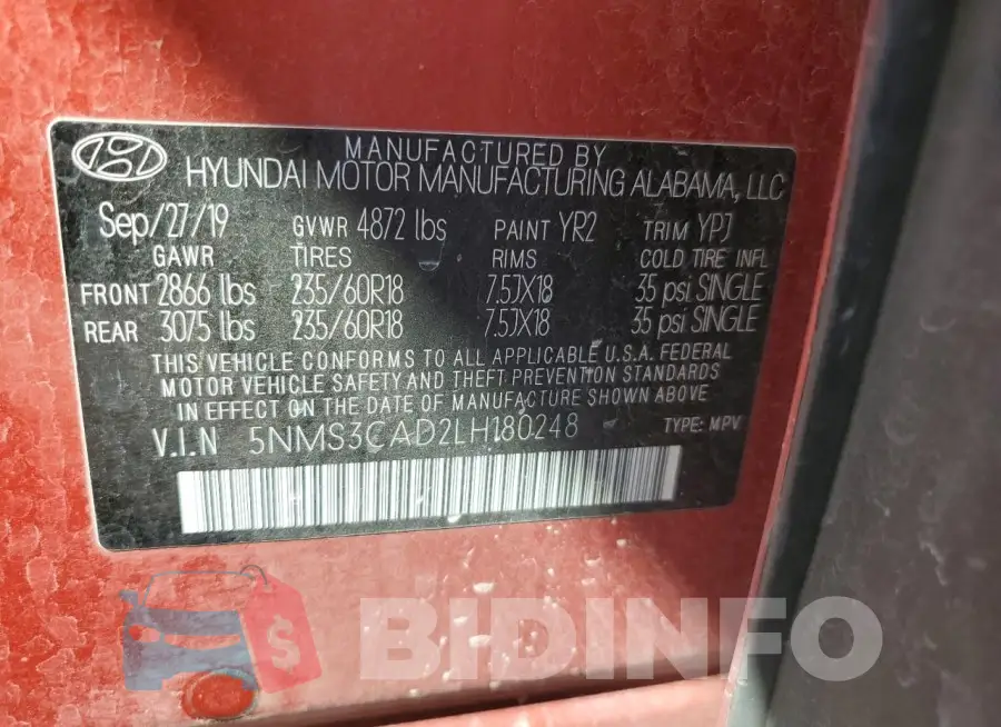 5NMS3CAD2LH180248 Photo# 14