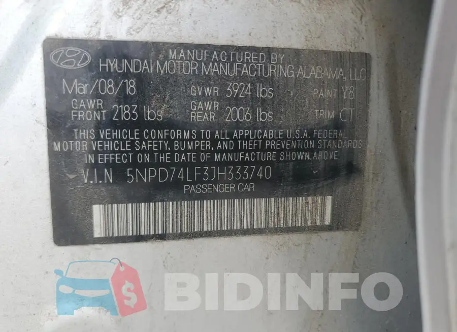 5NPD74LF3JH333740 Photo# 13