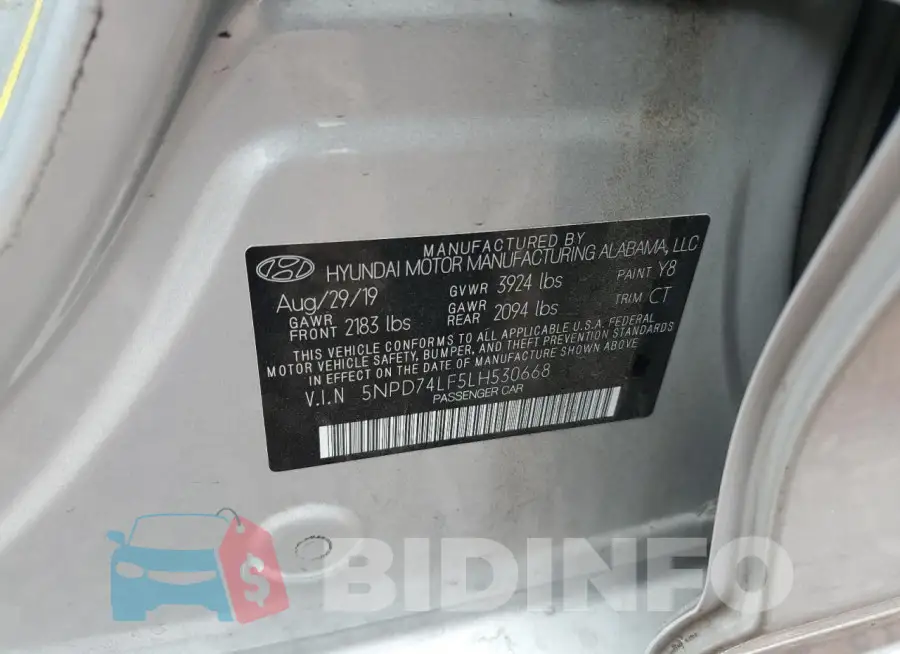5NPD74LF5LH530668 Photo# 12
