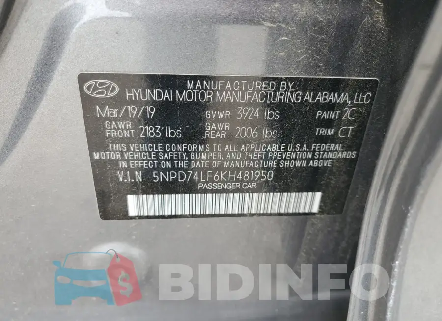 5NPD74LF6KH481950 Photo# 12