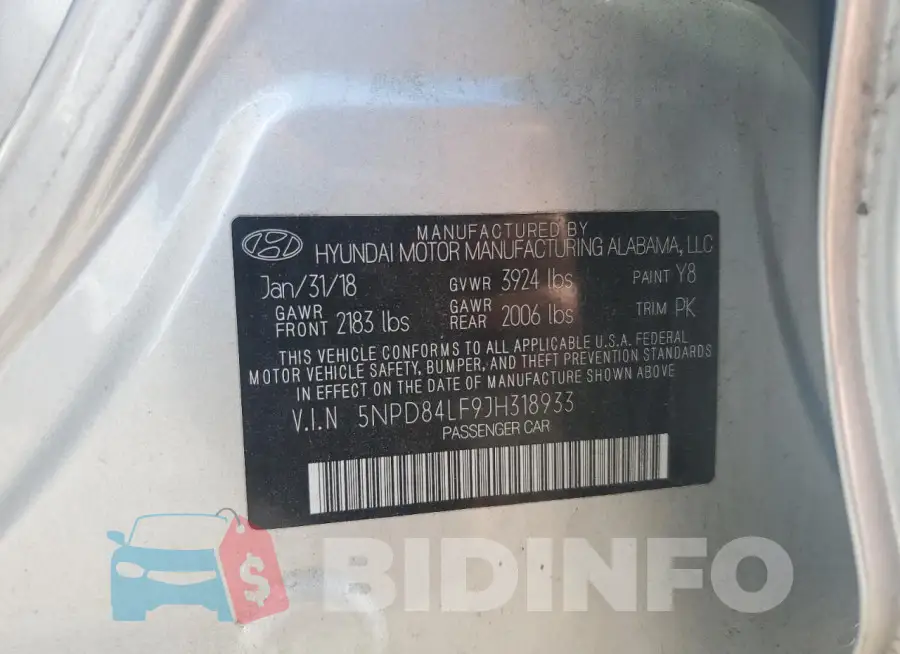 5NPD84LF9JH318933 Photo# 13