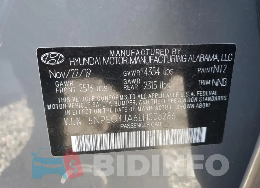 5NPEG4JA6LH008286 Photo# 12