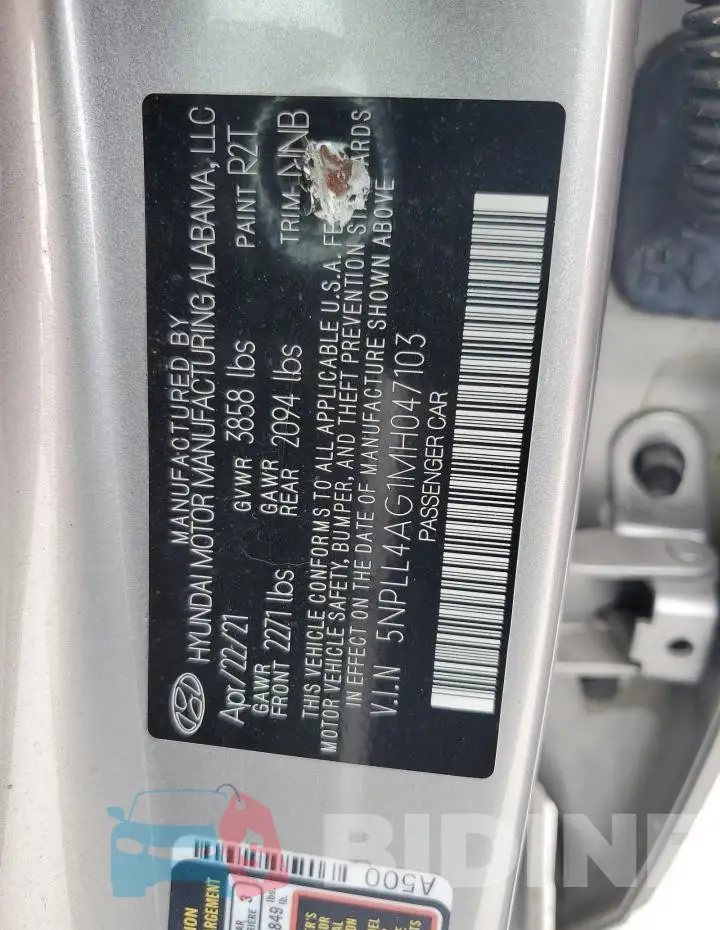 5NPLL4AG1MH047103 Photo# 12