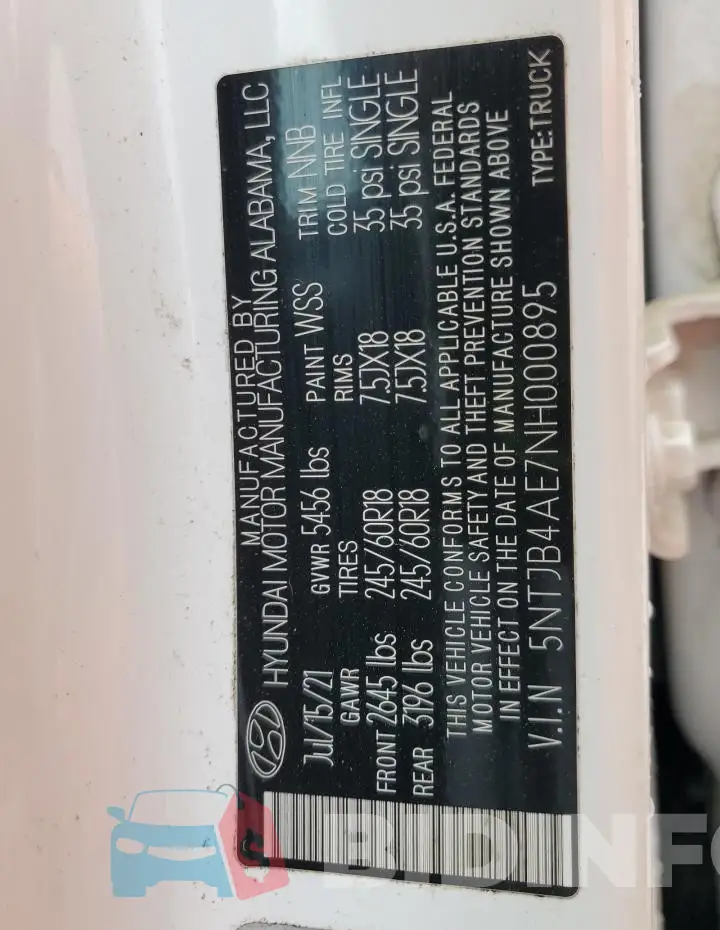5NTJB4AE7NH000895 Photo# 12