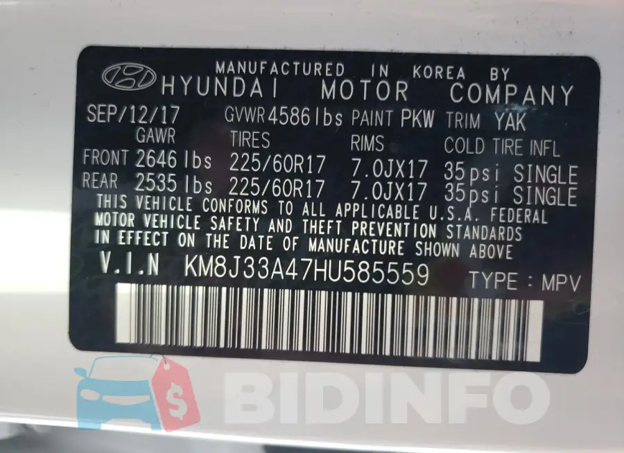 KM8J33A47HU585559 Photo# 13