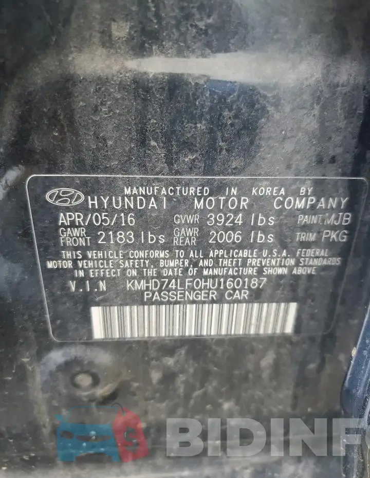 KMHD74LF0HU160187 Photo# 12