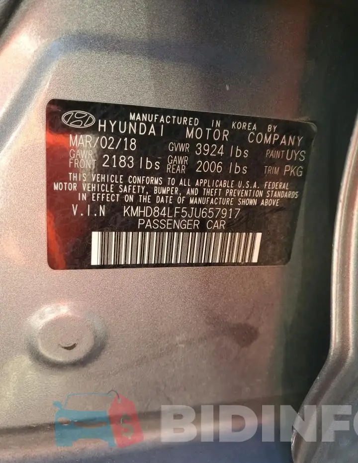 KMHD84LF5JU657917 Photo# 12
