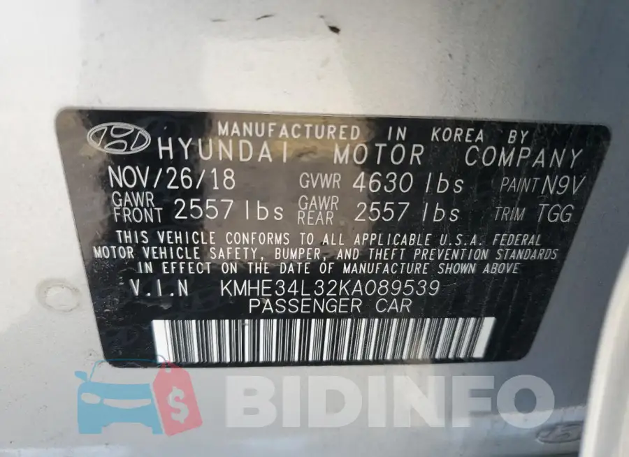 KMHE34L32KA089539 Photo# 12
