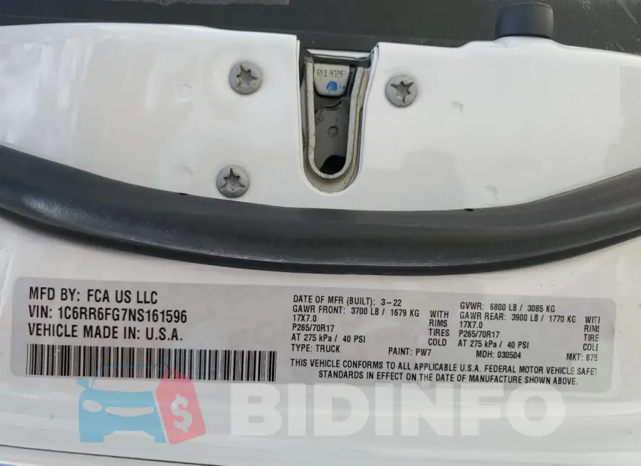 1C6RR6FG7NS161596 Photo# 12