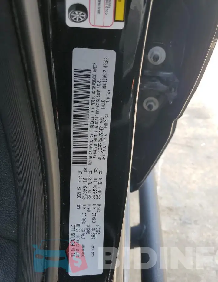 1C6SRFFTXKN709454 Photo# 12