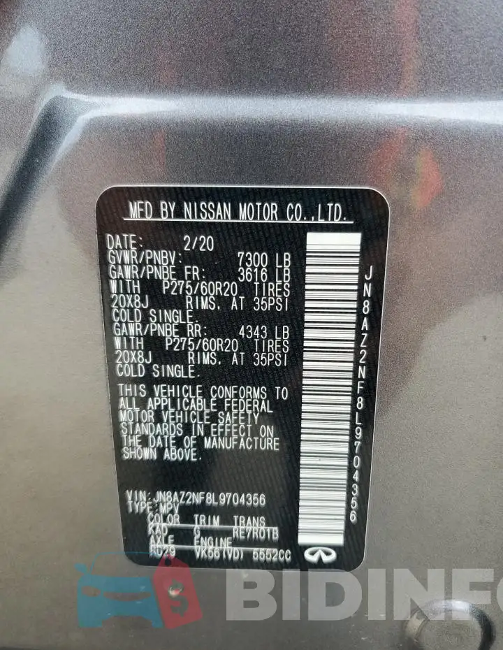 JN8AZ2NF8L9704356 Photo# 13