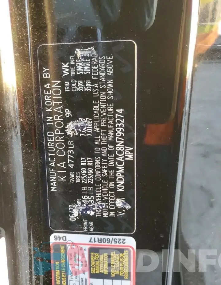 KNDPMCAC8N7993274 Photo# 13