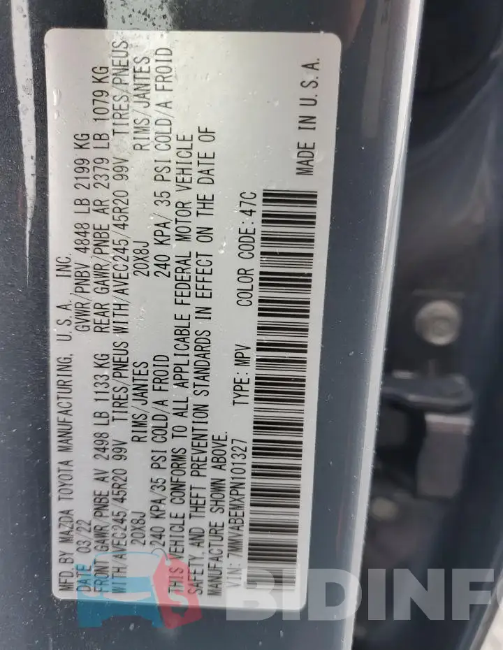7MMVABEMXPN101327 Photo# 13