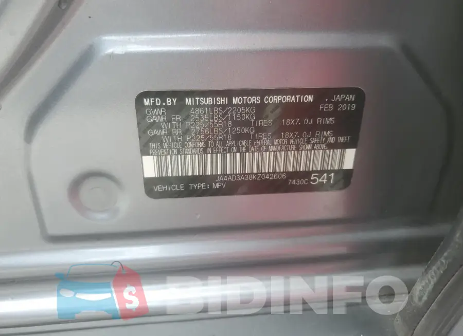 JA4AD3A38KZ042606 Photo# 13