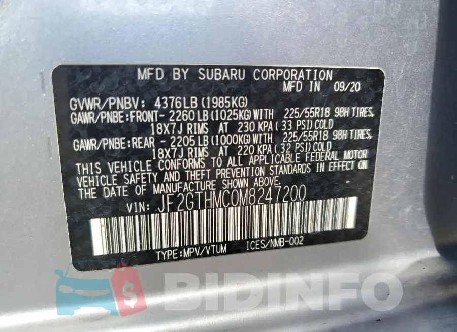 JF2GTHMC0M8247200 Photo# 12