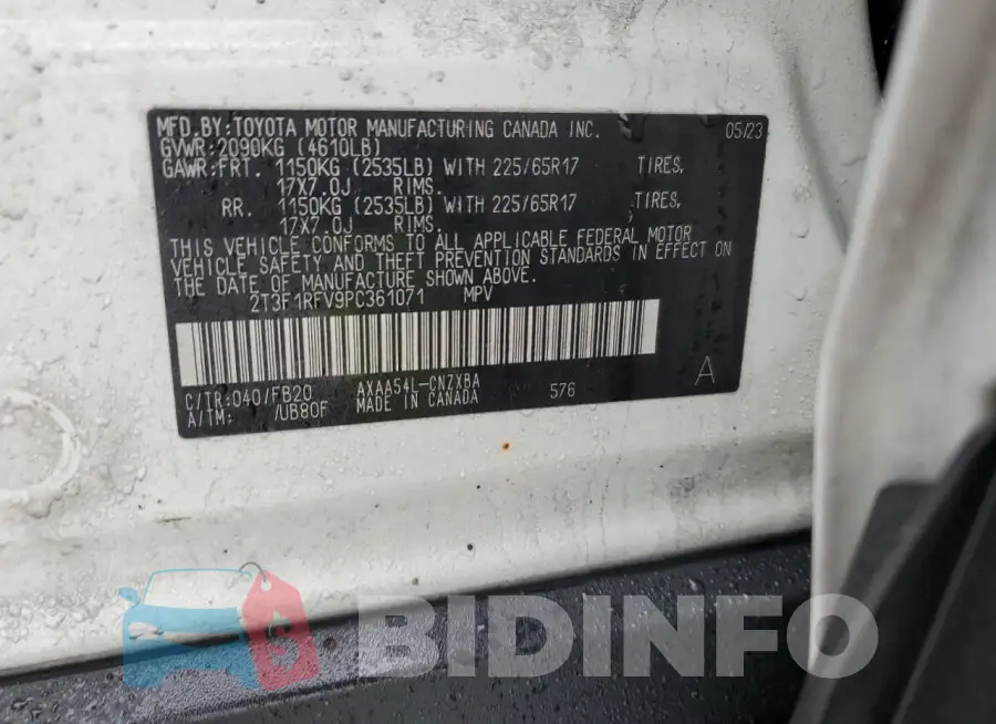 2T3F1RFV9PC361071 Photo# 13