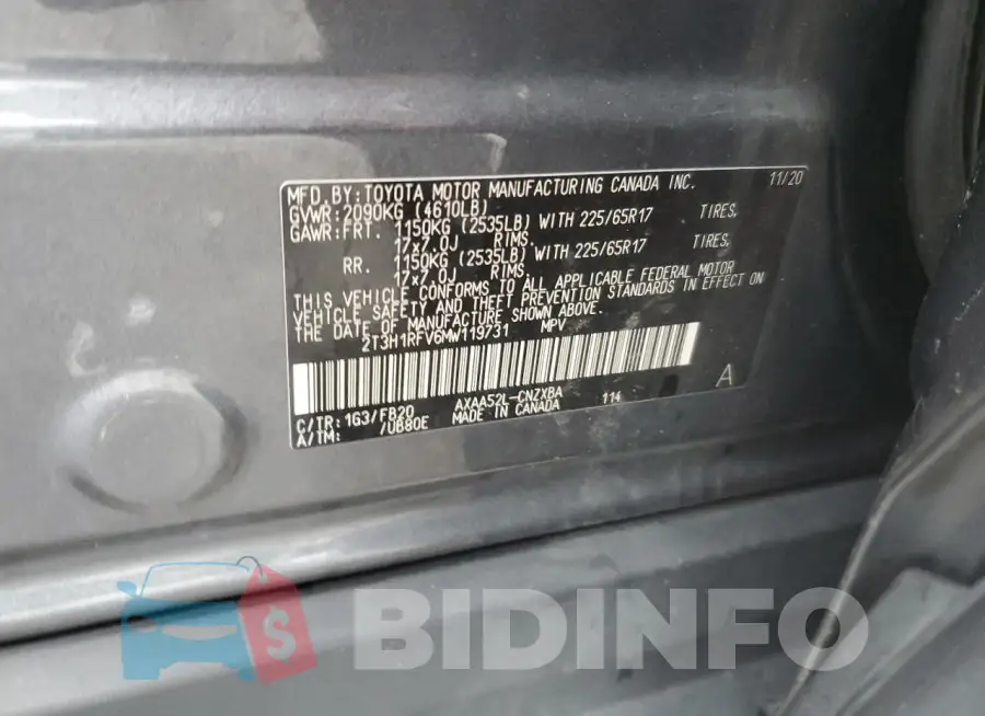 2T3H1RFV6MW119731 Photo# 13