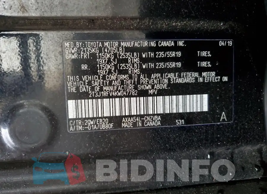 2T3J1RFV4KW047782 Photo# 14