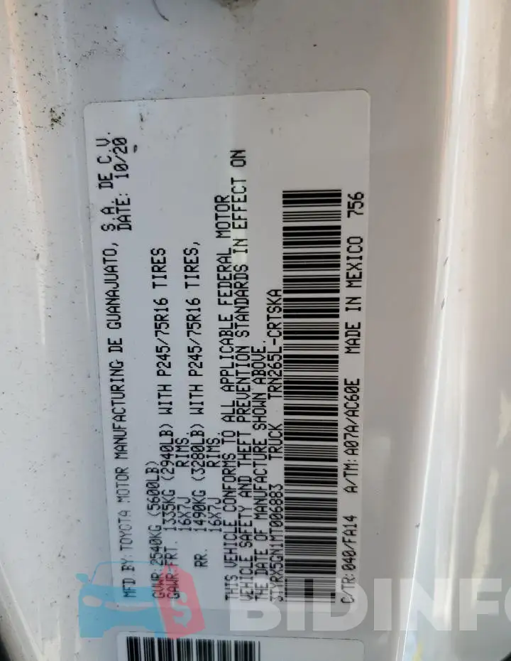 3TYRX5GN1MT006883 Photo# 12