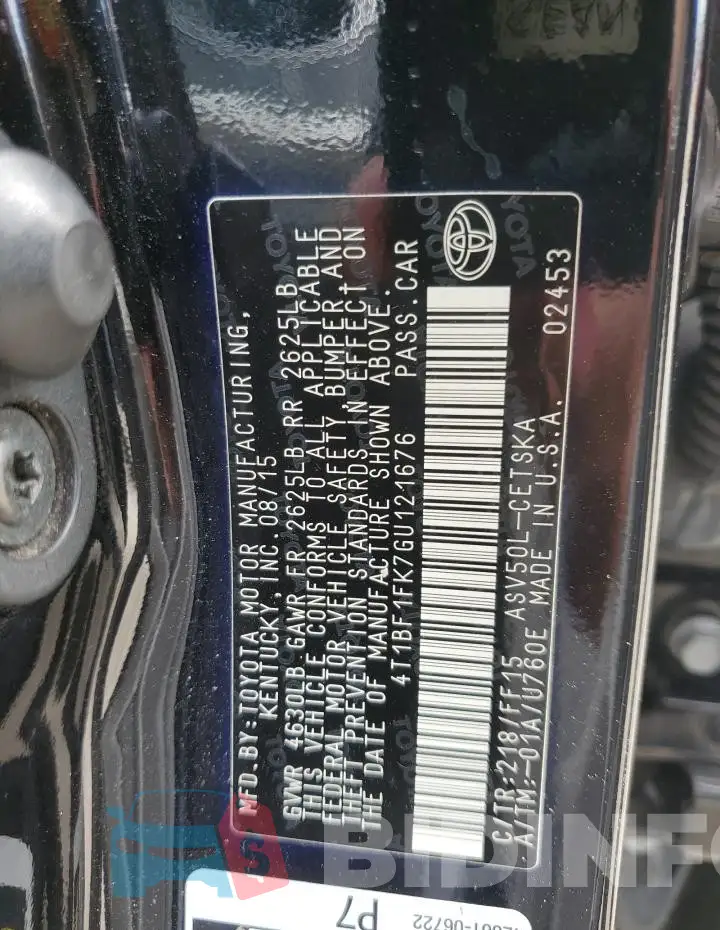 4T1BF1FK7GU121676 Photo# 12