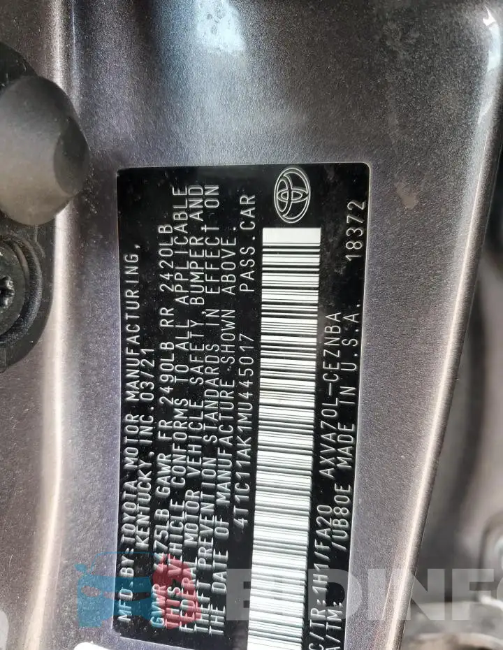 4T1C11AK1MU445017 Photo# 12