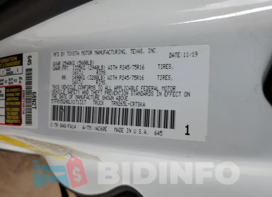 5TFRX5GN8LX171317 Photo# 12