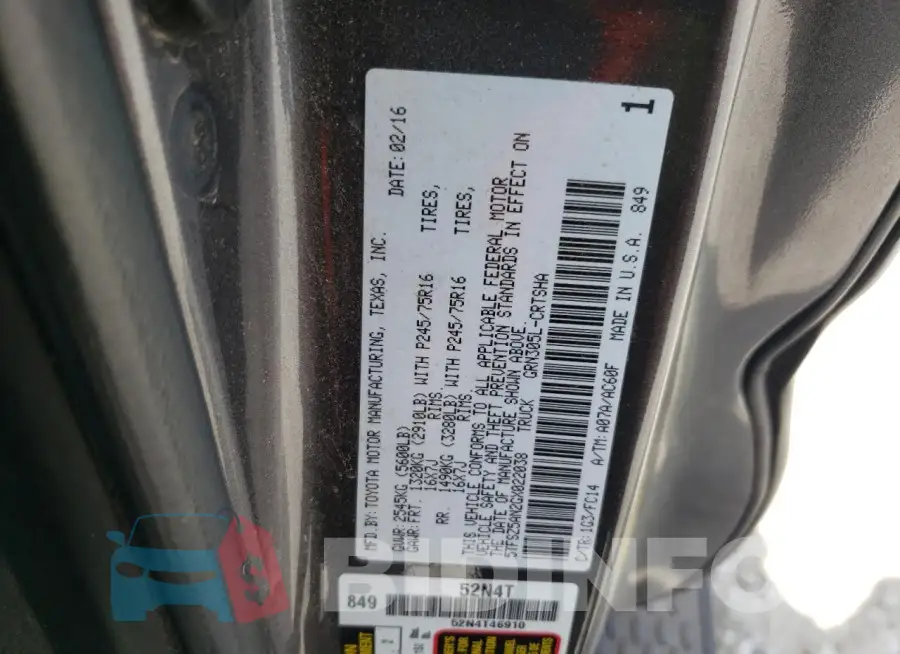 5TFSZ5AN2GX022038 Photo# 12