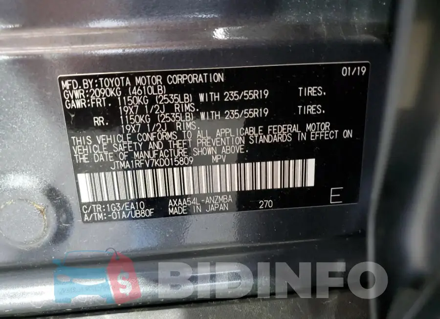 JTMA1RFV7KD015809 Photo# 13