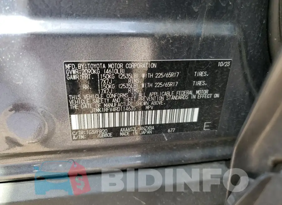JTMK1RFV4RD114635 Photo# 13