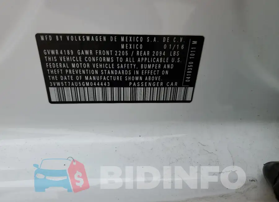 3VW5T7AU5GM044443 Photo# 13