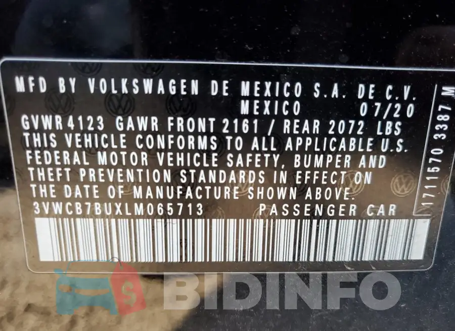 3VWCB7BUXLM065713 Photo# 13