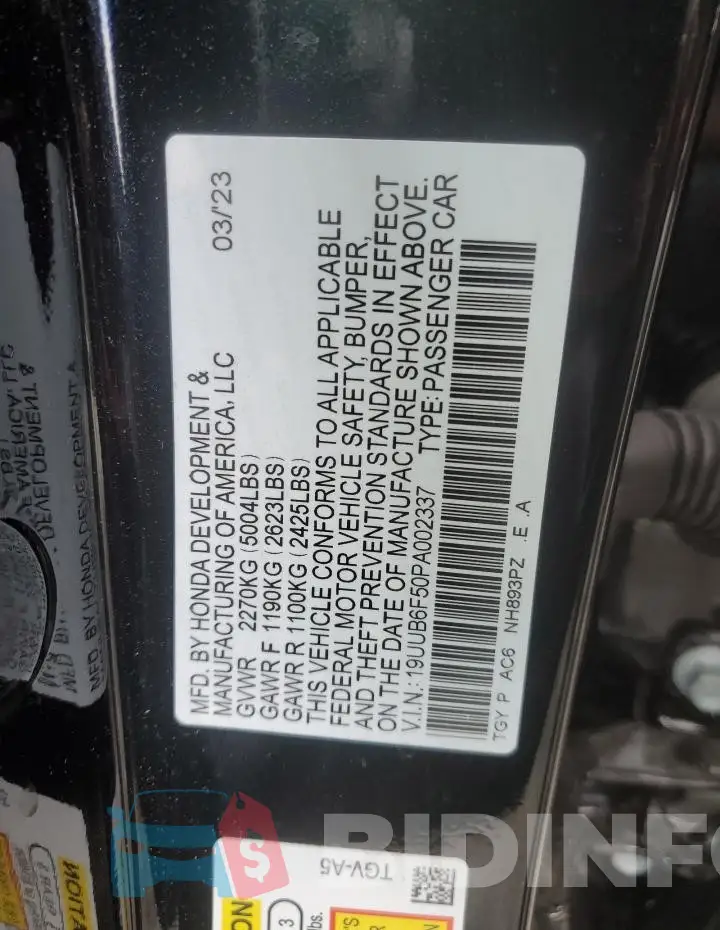 19UUB6F50PA002337 Photo# 12