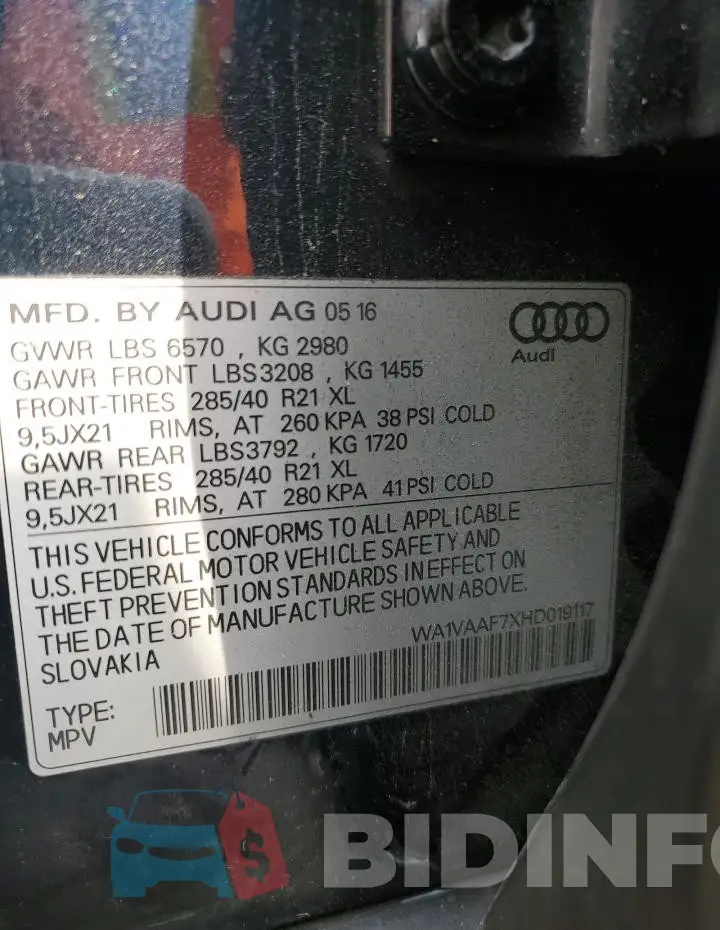 WA1VAAF7XHD019117 Photo# 14