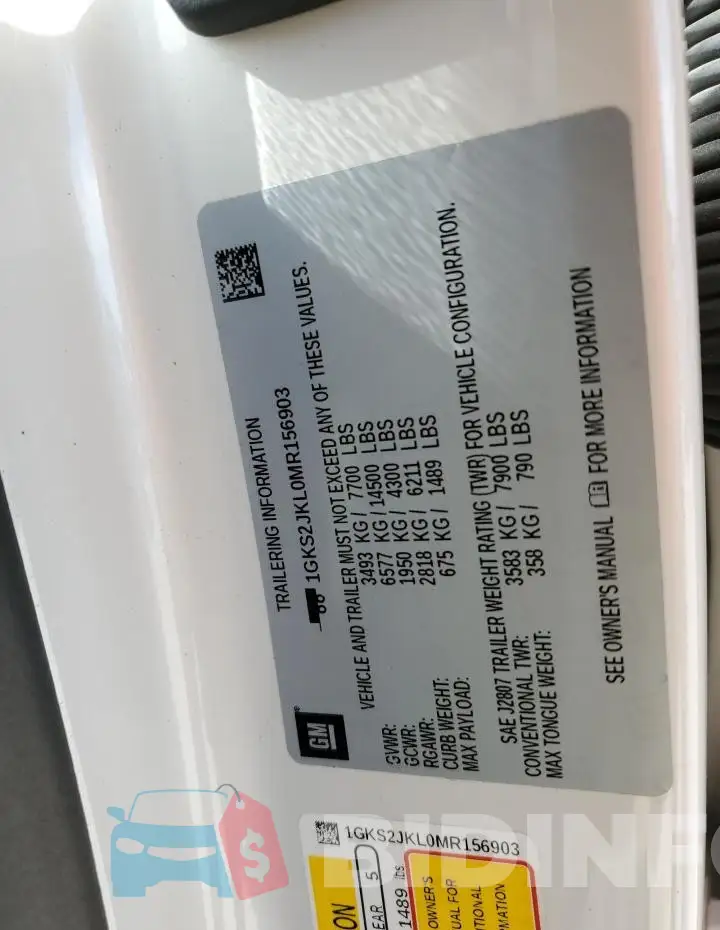 1GKS2JKL0MR156903 Photo# 13