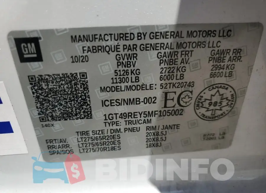 1GT49REY5MF105002 Photo# 12
