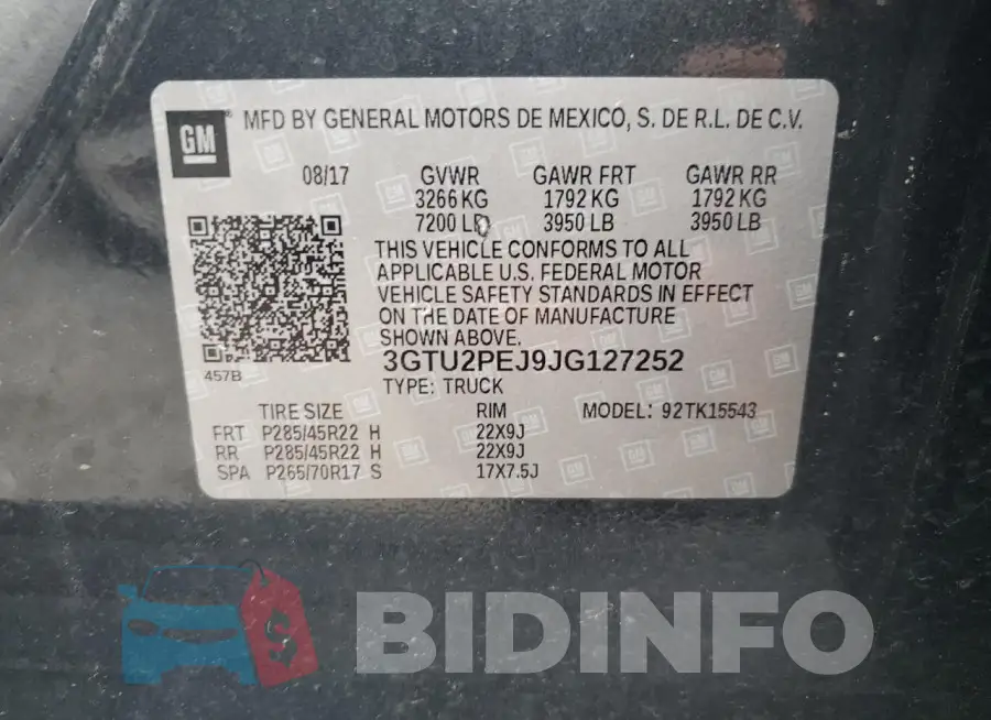 3GTU2PEJ9JG127252 Photo# 12