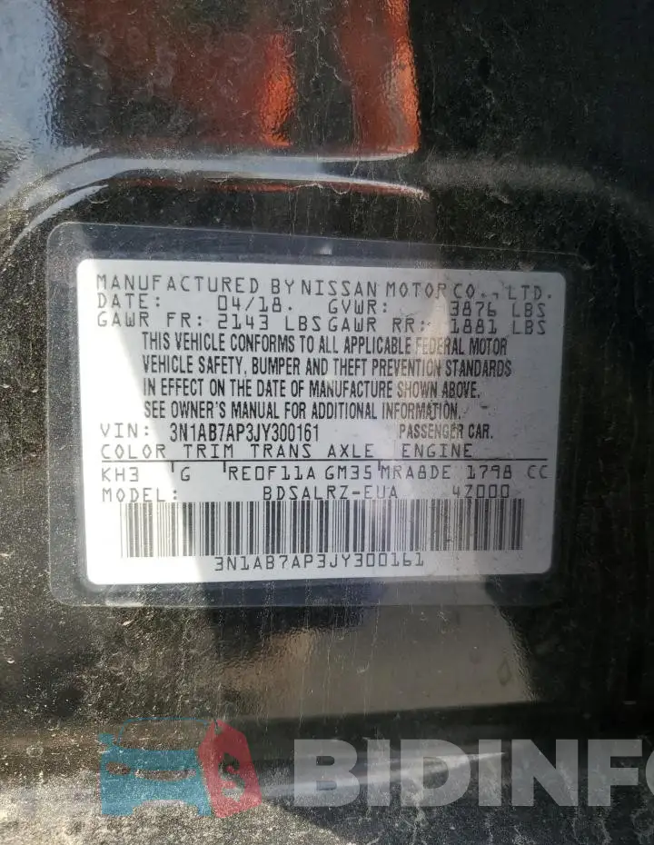 3N1AB7AP3JY300161 Photo# 12
