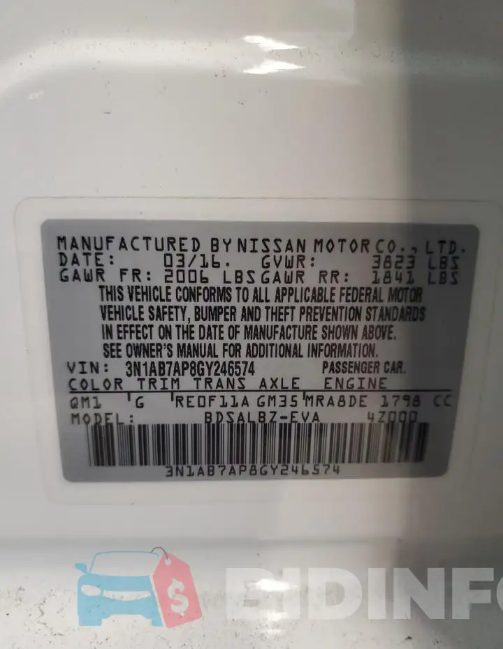 3N1AB7AP8GY246574 Photo# 12