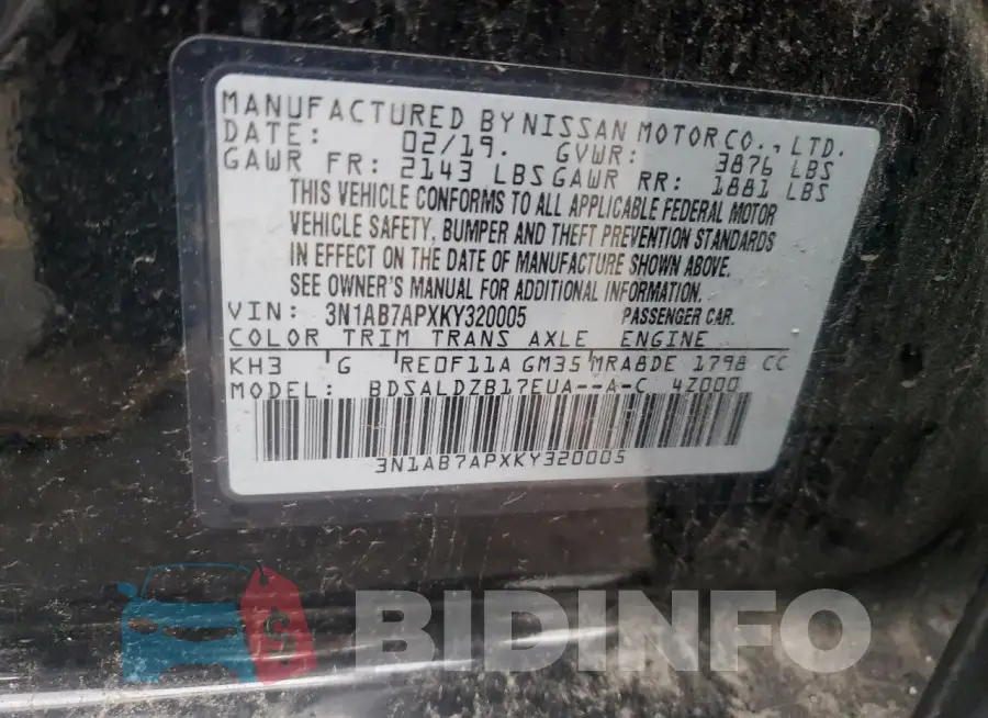 3N1AB7APXKY320005 Photo# 13