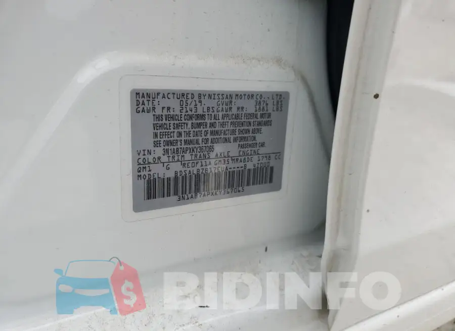 3N1AB7APXKY367065 Photo# 13
