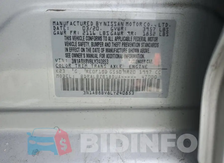 3N1AB8BV8LY240853 Photo# 12