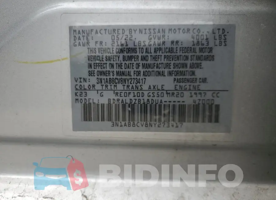 3N1AB8CV8NY273417 Photo# 12