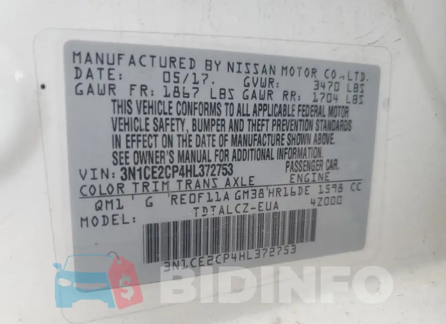 3N1CE2CP4HL372753 Photo# 12