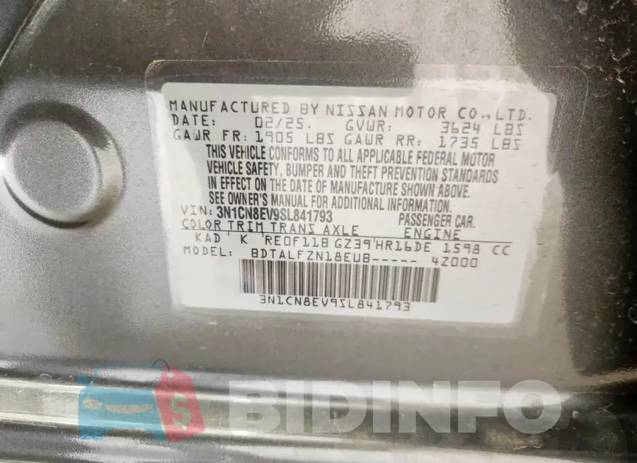 3N1CN8EV9SL841793 Photo# 12