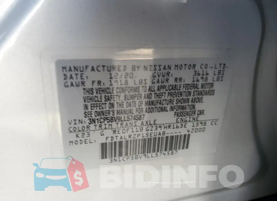 3N1CP5BV9LL574587 Photo# 12