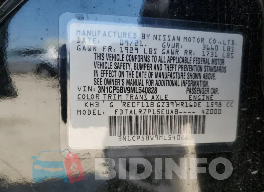 3N1CP5BV9ML540828 Photo# 12