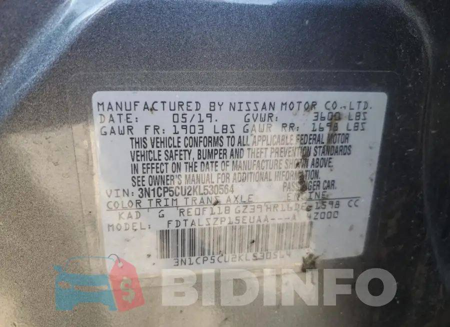 3N1CP5CU2KL530564 Photo# 13
